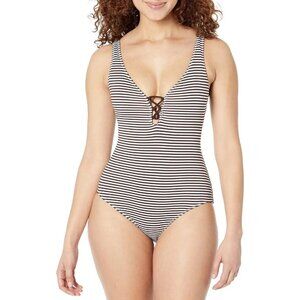 Tommy Bahama NEW Breaker Bay Reversible Lace Back One-Piece Double Chocolate 14